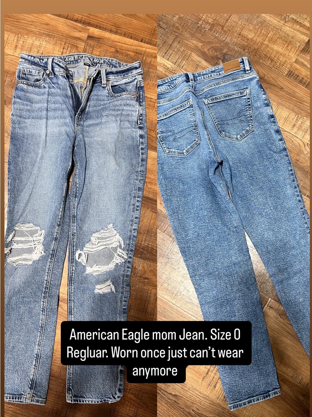 American Eagle Outfitters Distressed Light Blue Straight Leg Jeans